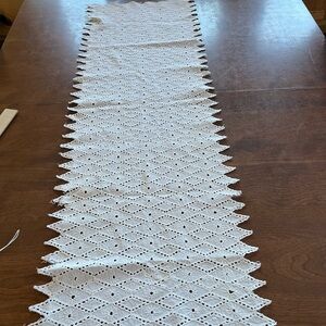 Handmade White Crochet Lace Table Runner - Classic Dining Accent